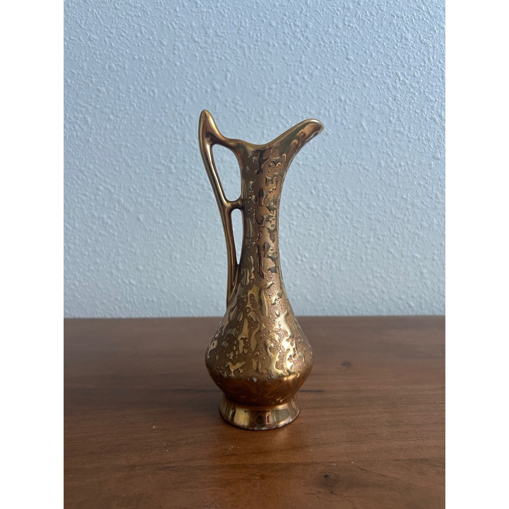 Vintage Deena Art Studios 22KT Gold Weeping Ceramic Ewer Bud Vase USA